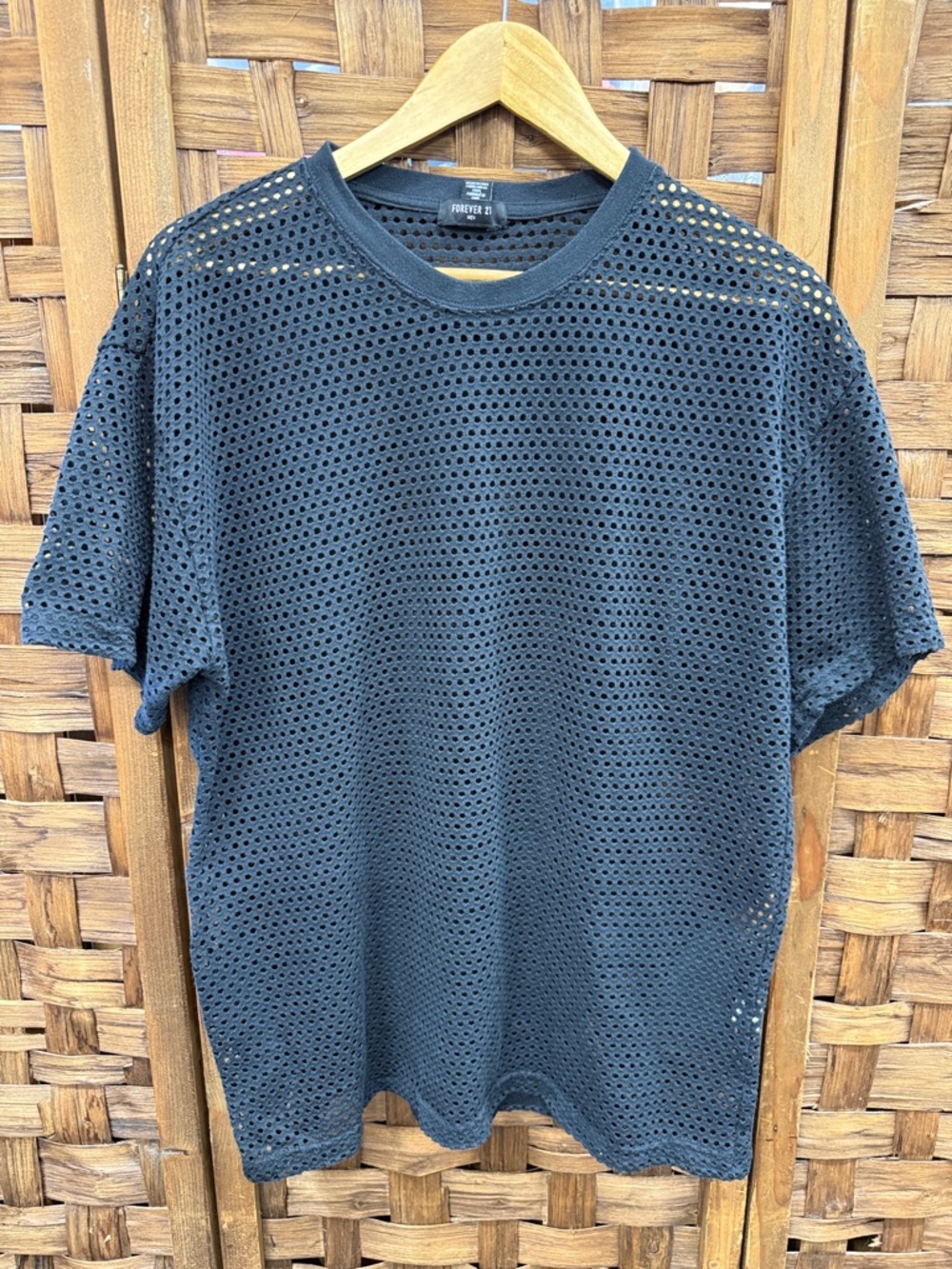Forever 21 Black Perforated Short Sleeve Tee